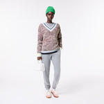 Contrast Stripe V Neck Alpaga Sweater