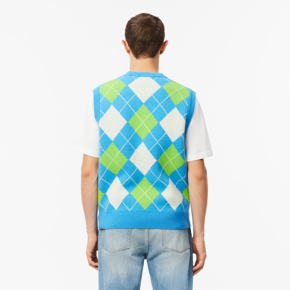 Wool Jacquard Argyle Sweater Vest   