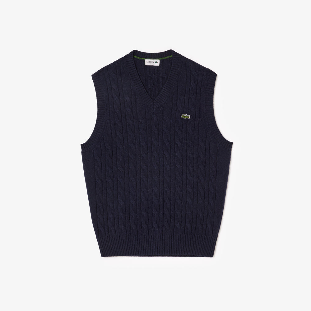 Sleeveless carded wool sweater vest