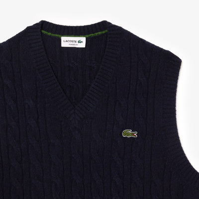 Sleeveless carded wool sweater vest