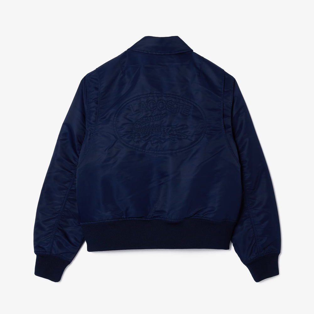 Oversized Logo Back Nylon Bomber Jacket