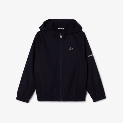 Zip Front Hooded Sports Jacket with Branding Detail
