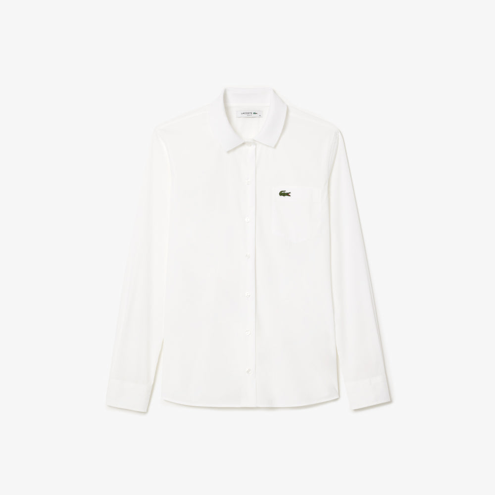 Poplin Shirt with Ribbed Collar