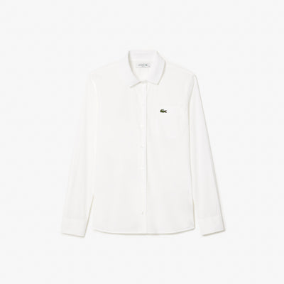 Poplin Shirt with Ribbed Collar