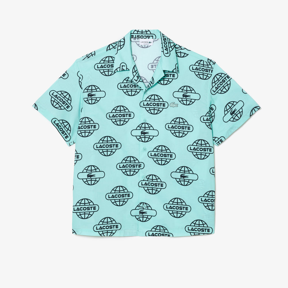 Globe Print Lacoste Cotton Twill Shirt