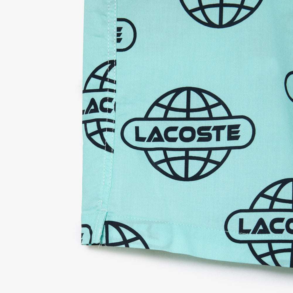 Globe Print Lacoste Cotton Twill Shirt