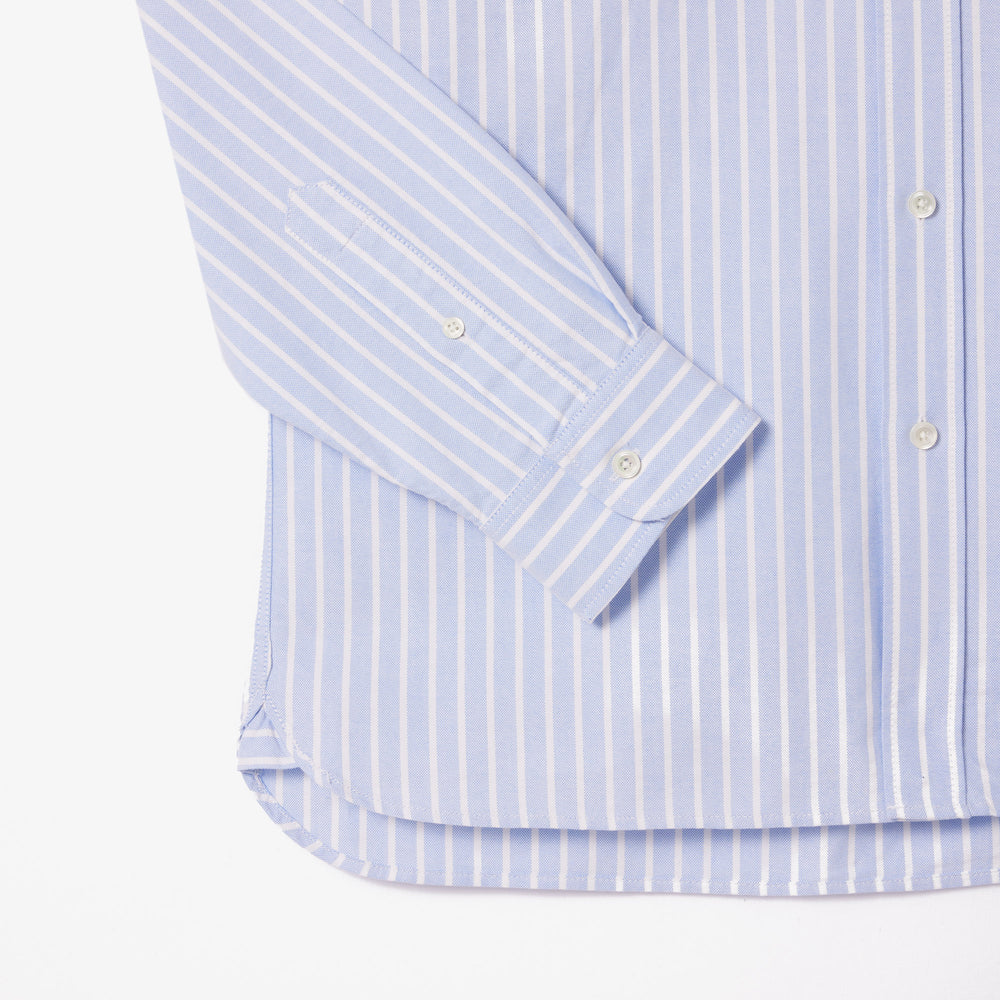 Striped Maxi Croc Contrast Collar Cotton Oxford Shirt