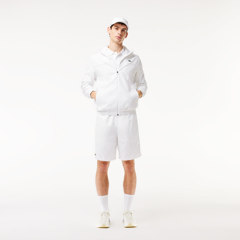 Men's Lacoste SPORT tennis shorts in solid diamond weave taffeta