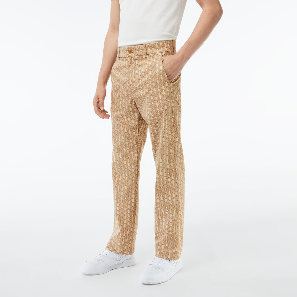 Monogram Print Straight Cut Chinos