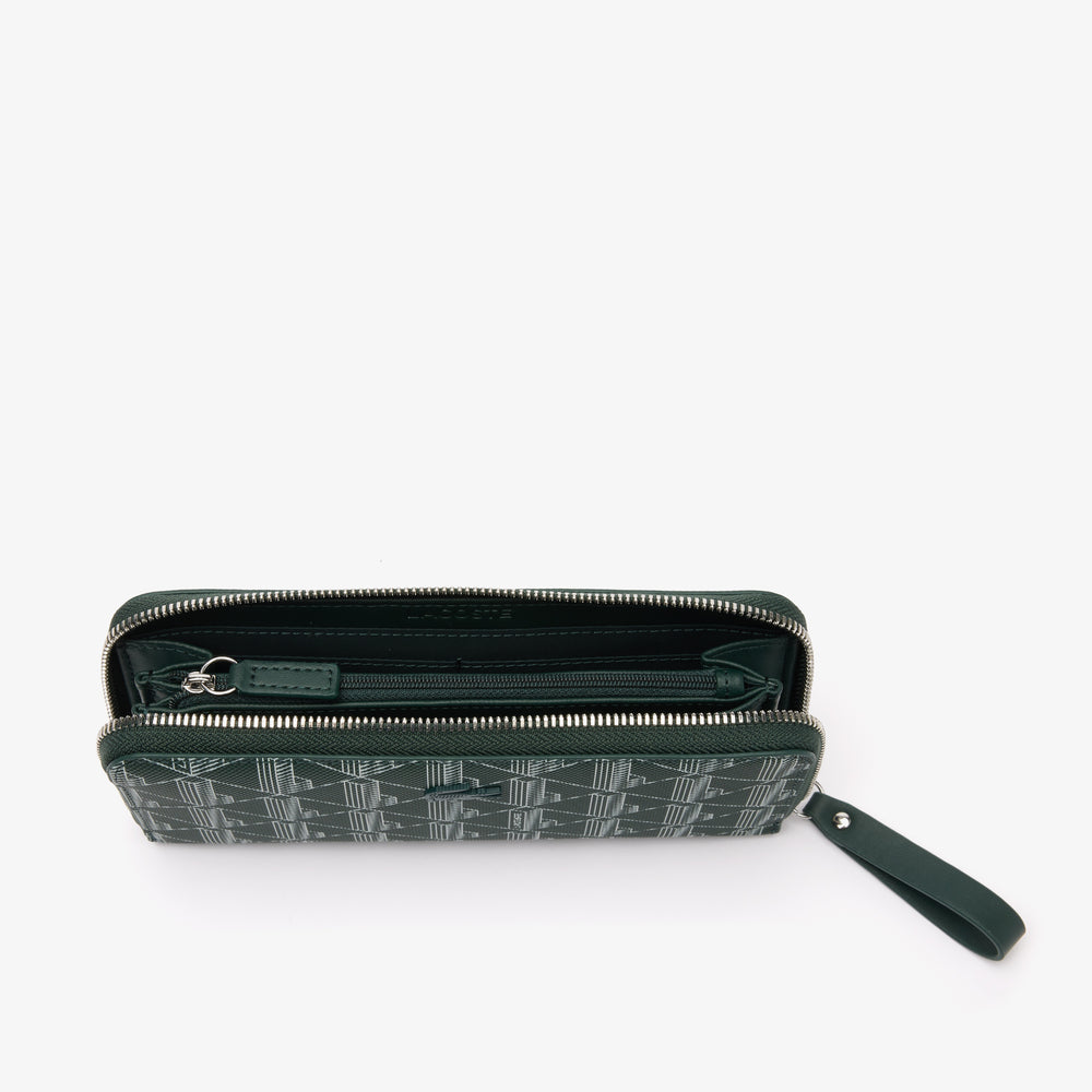 Daily Lifestyle Women's Lacoste Monogram Print Zip Wallet