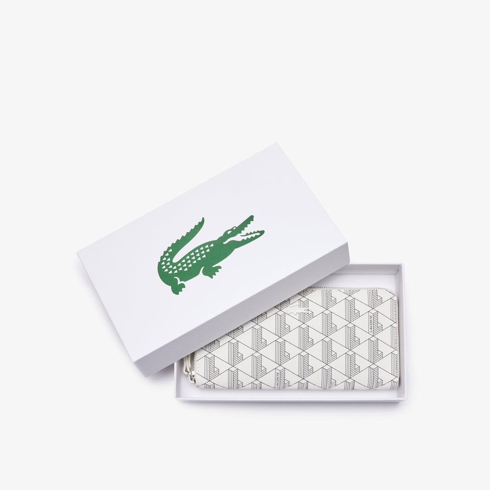 Daily Lifestyle Women's Lacoste Monogram Print Zip Wallet