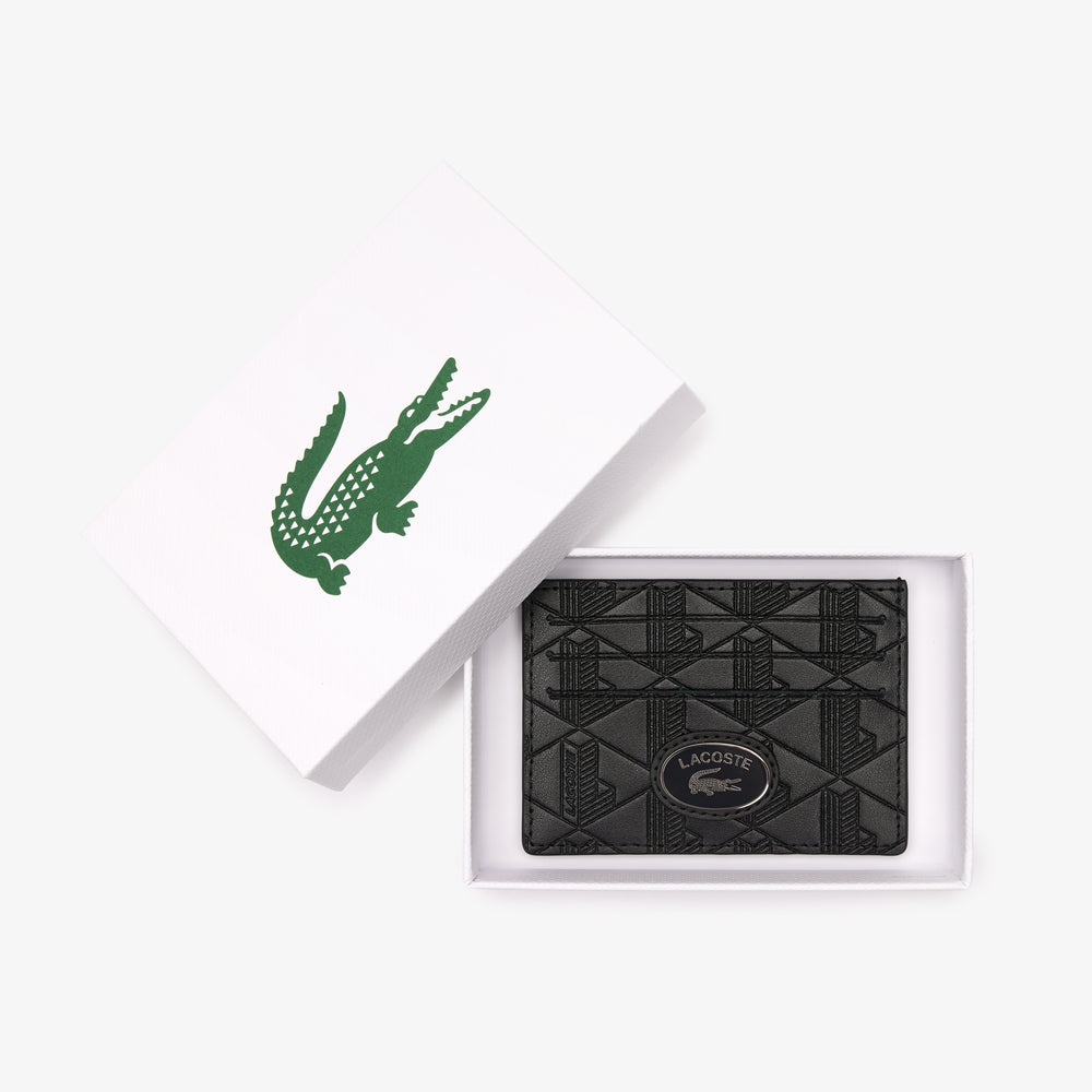 Leather Monogram Print Card Holder