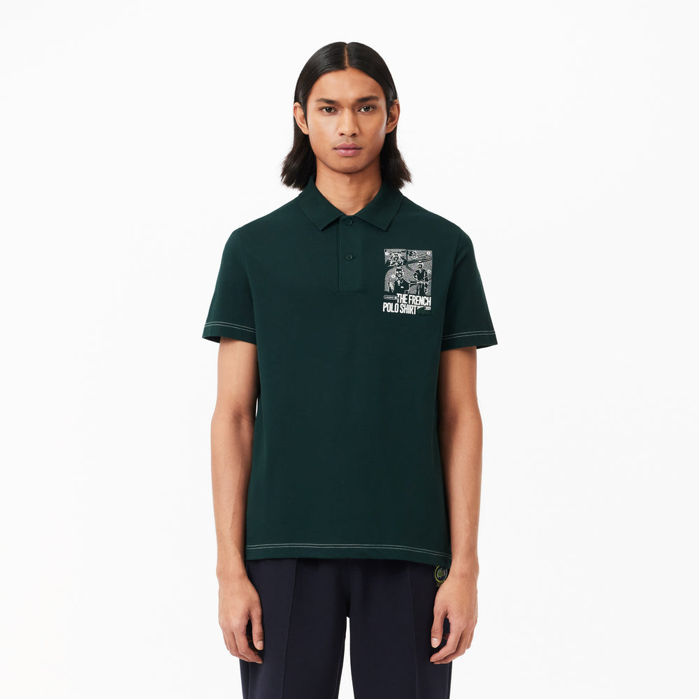 Back and Front Print Lacoste Movement Polo Shirt