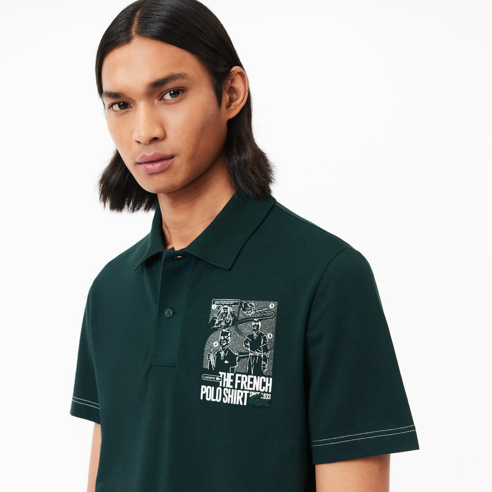 Back and Front Print Lacoste Movement Polo Shirt