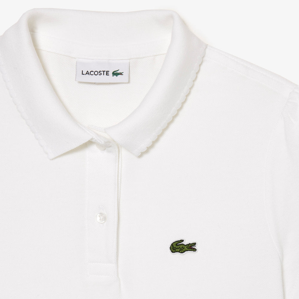 Girls' Lacoste Scalloped Collar Mini Piqué Polo Shirt