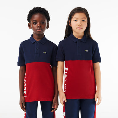 Kids’ Lacoste Organic Cotton Piqué Colourblock Polo Shirt