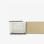 Men's Made in France Lacoste Engraved Buckle Woven Fabric Belt