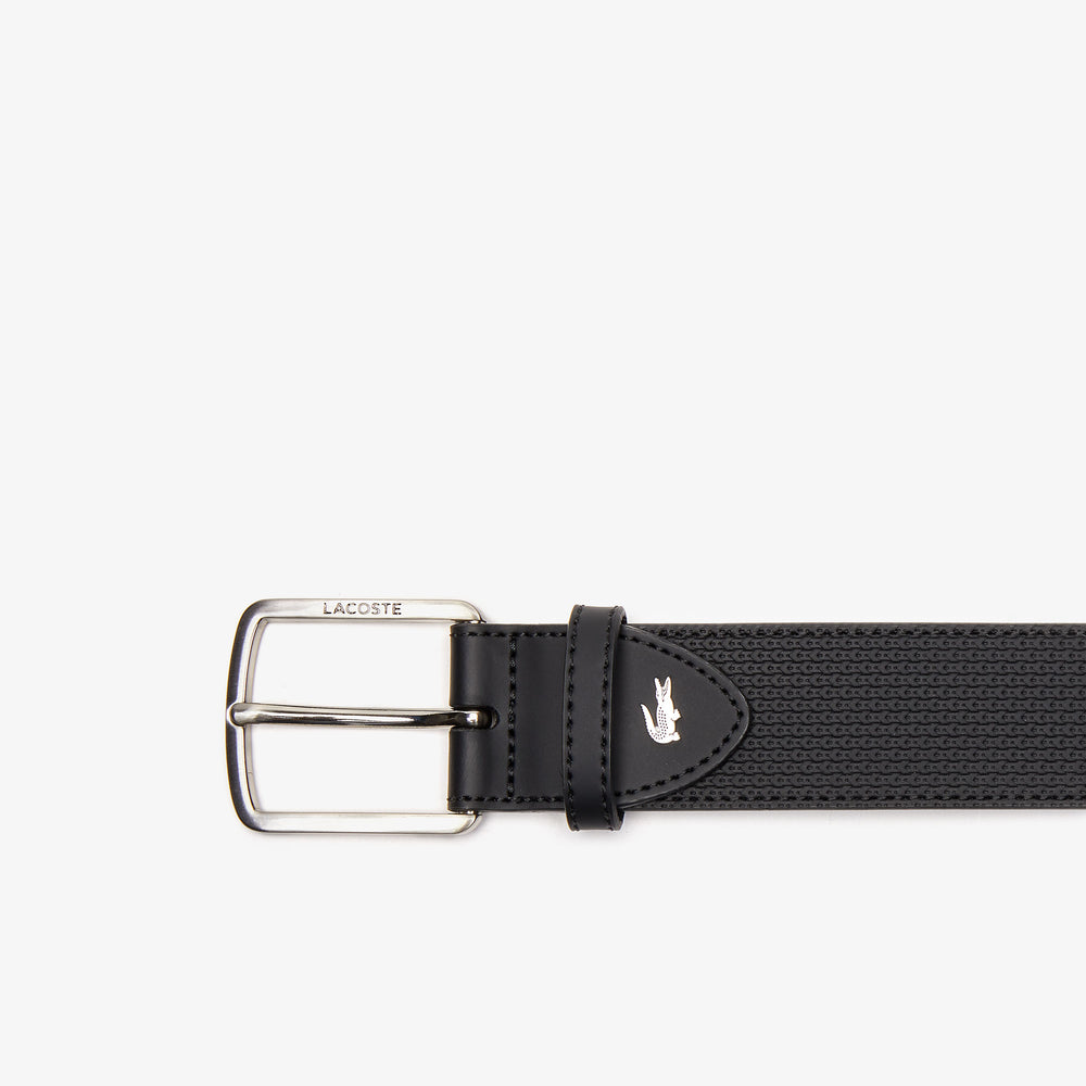 Chantaco Men's Lacoste Engraved Buckle Texturised Leather Belt