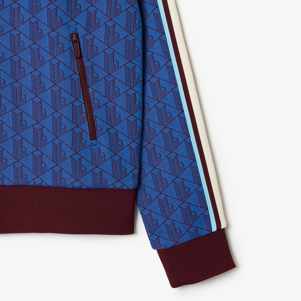 Paris High Neck Zipped Jacquard Monogram Sweatshirt