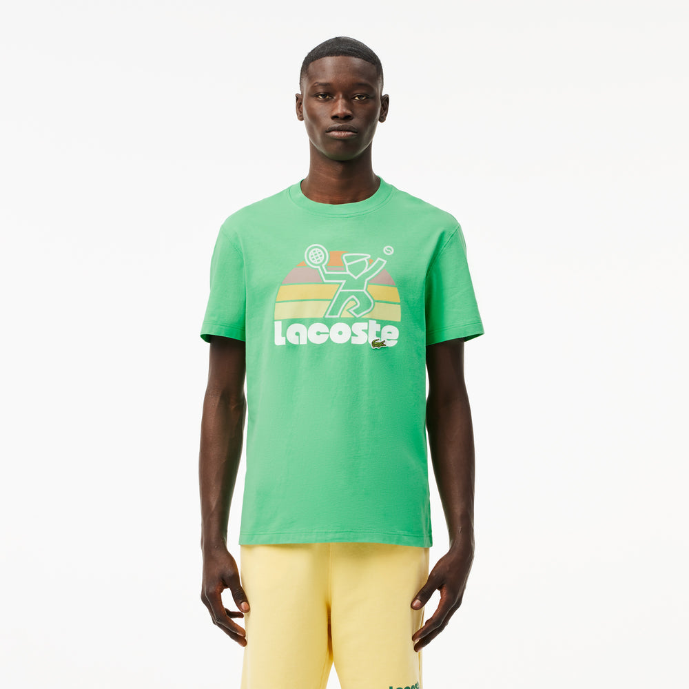 Washed Effect Tennis Print T-shirt