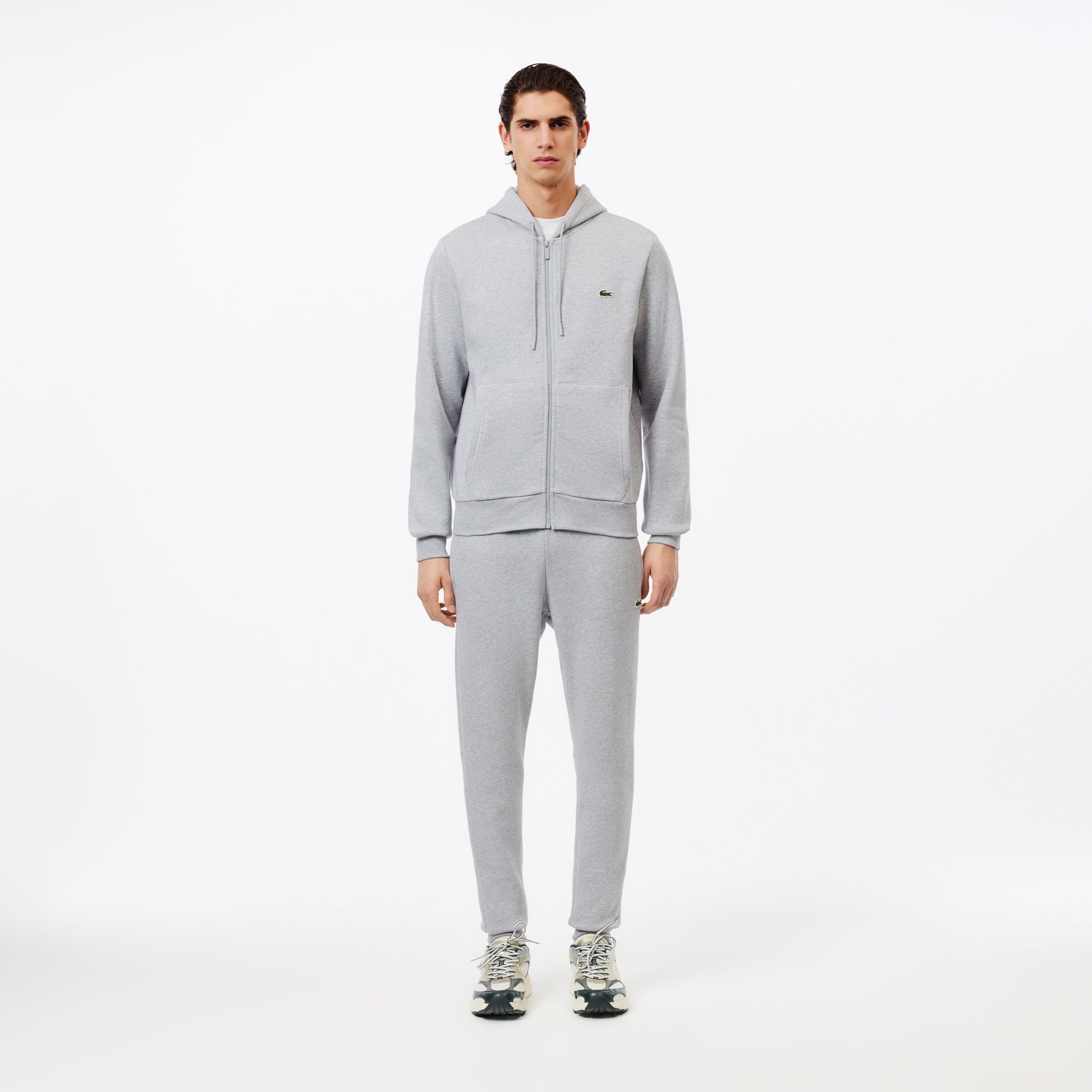 Mens grey lacoste tracksuit best sale